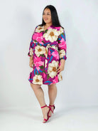 Sukienka plus size kopertowa z długim rękawem i wiązaniem w talii Stylowa XL