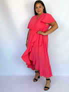 Sukienka plus size kopertowa z falbaną – elegancka sukienka damska XXL Stylowa XL
