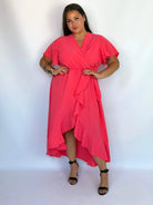Sukienka plus size kopertowa z falbaną – elegancka sukienka damska XXL Stylowa XL
