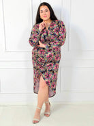 Sukienka plus size kopertowa z gumką w pasie i asymetrycznym dołem Stylowa XL