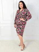 Sukienka plus size kopertowa z gumką w pasie i asymetrycznym dołem Stylowa XL