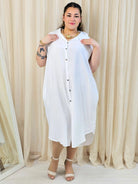 Sukienka plus size koszulowa bez rękawów – letnia moda plus size Stylowa XL