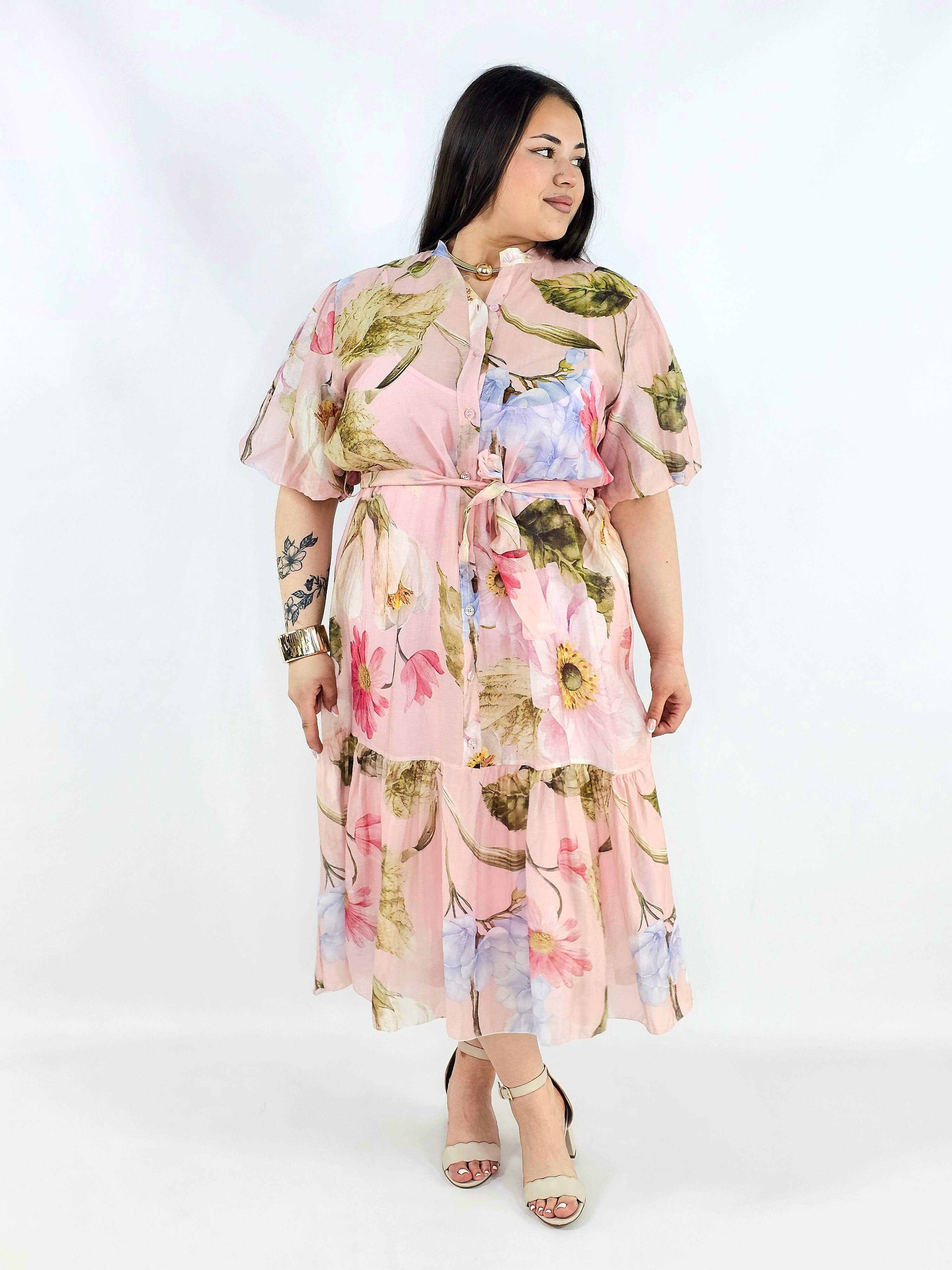 Sukienka plus size koszulowa w kwiaty XXL – elegancja i lekkość na komunię i wesele Stylowa XL