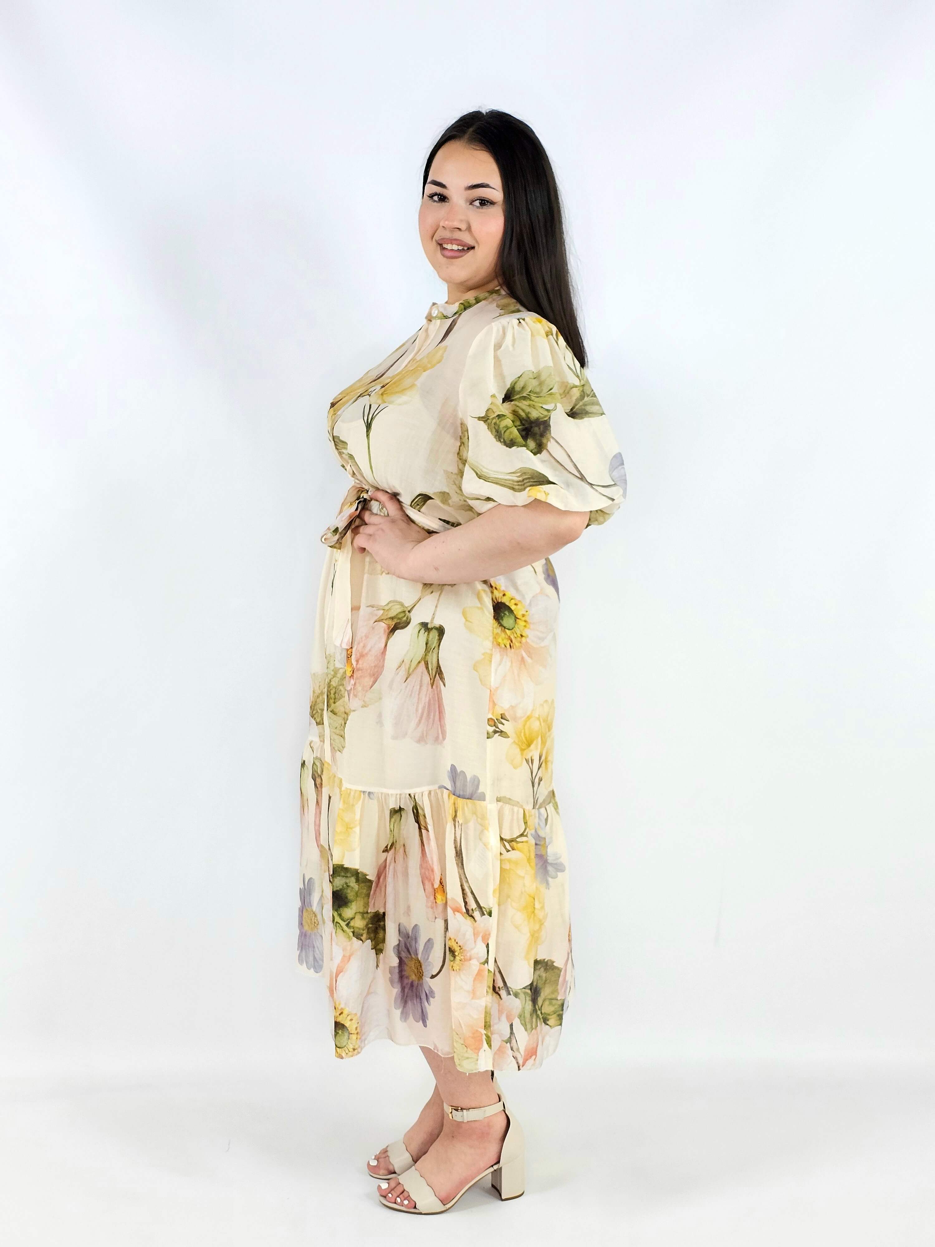 Sukienka plus size koszulowa w kwiaty XXL – elegancja i lekkość na komunię i wesele Stylowa XL