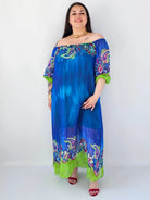 Sukienka plus size maxi niebieska z printem – zwiewna sukienka XXL Stylowa XL