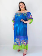 Sukienka plus size maxi niebieska z printem – zwiewna sukienka XXL Stylowa XL
