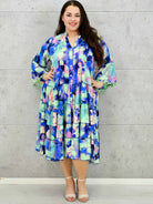 Sukienka plus size maxi oversize w malarskie printy – kilka wersji kolorystycznych Stylowa XL