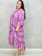 Sukienka plus size maxi oversize w malarskie printy – kilka wersji kolorystycznych Stylowa XL