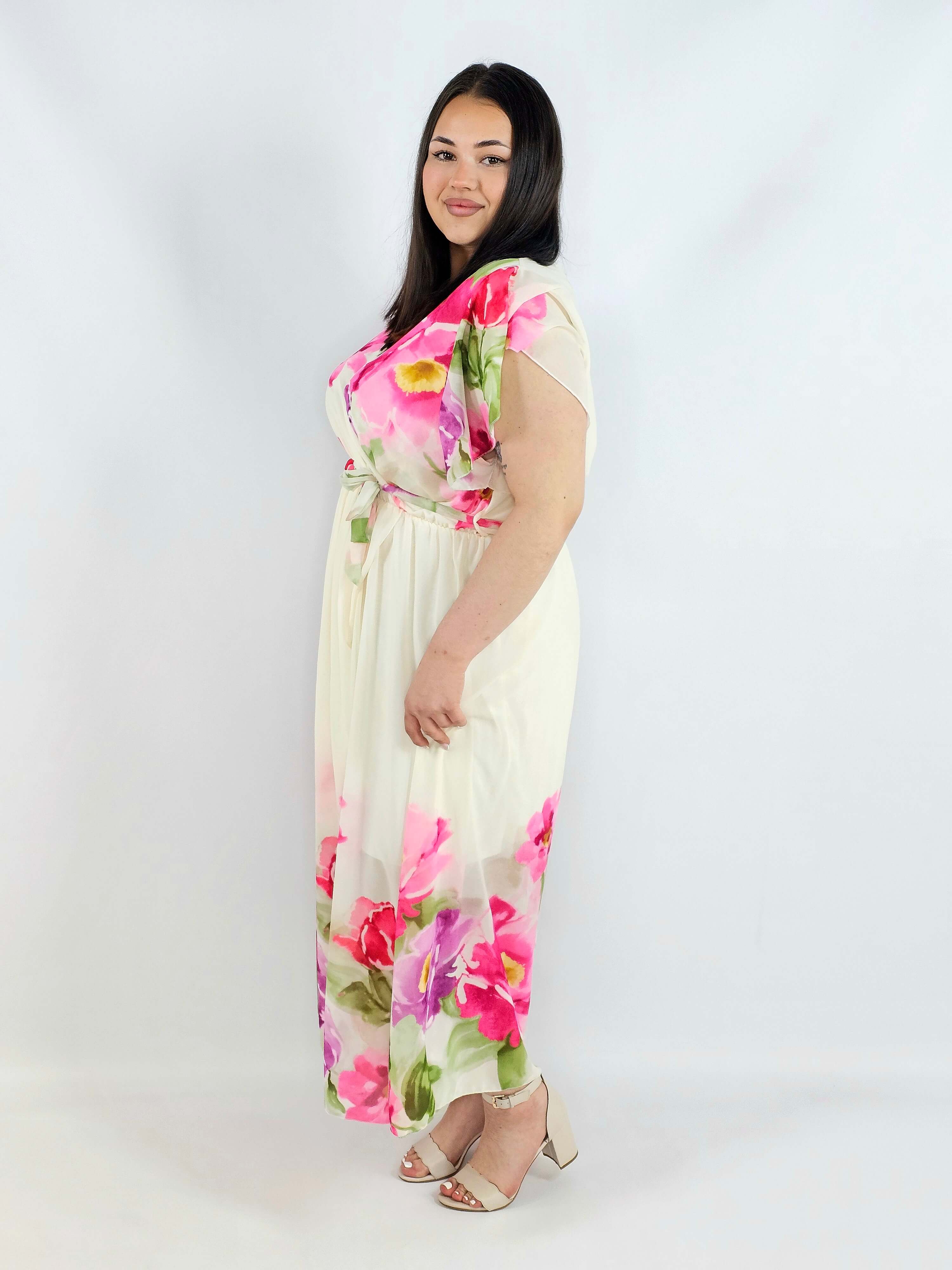 Sukienka plus size maxi w kwiaty XXL – idealna na komunię i wesele Stylowa XL