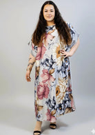 Sukienka plus size maxi w kwiaty – elegancka sukienka XXL z krótkim rękawem Stylowa XL
