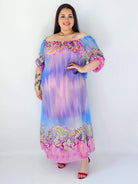 Sukienka plus size maxi w pastelowych odcieniach z etnicznym wzorem Stylowa XL