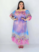 Sukienka plus size maxi w pastelowych odcieniach z etnicznym wzorem Stylowa XL