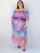 Sukienka plus size maxi w pastelowych odcieniach z etnicznym wzorem Stylowa XL