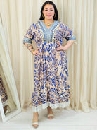 Sukienka plus size maxi z dekoltem V – wzorzysta sukienka damska XXL Stylowa XL