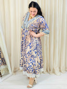 Sukienka plus size maxi z dekoltem V – wzorzysta sukienka damska XXL Stylowa XL