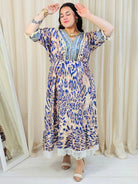 Sukienka plus size maxi z dekoltem V – wzorzysta sukienka damska XXL Stylowa XL