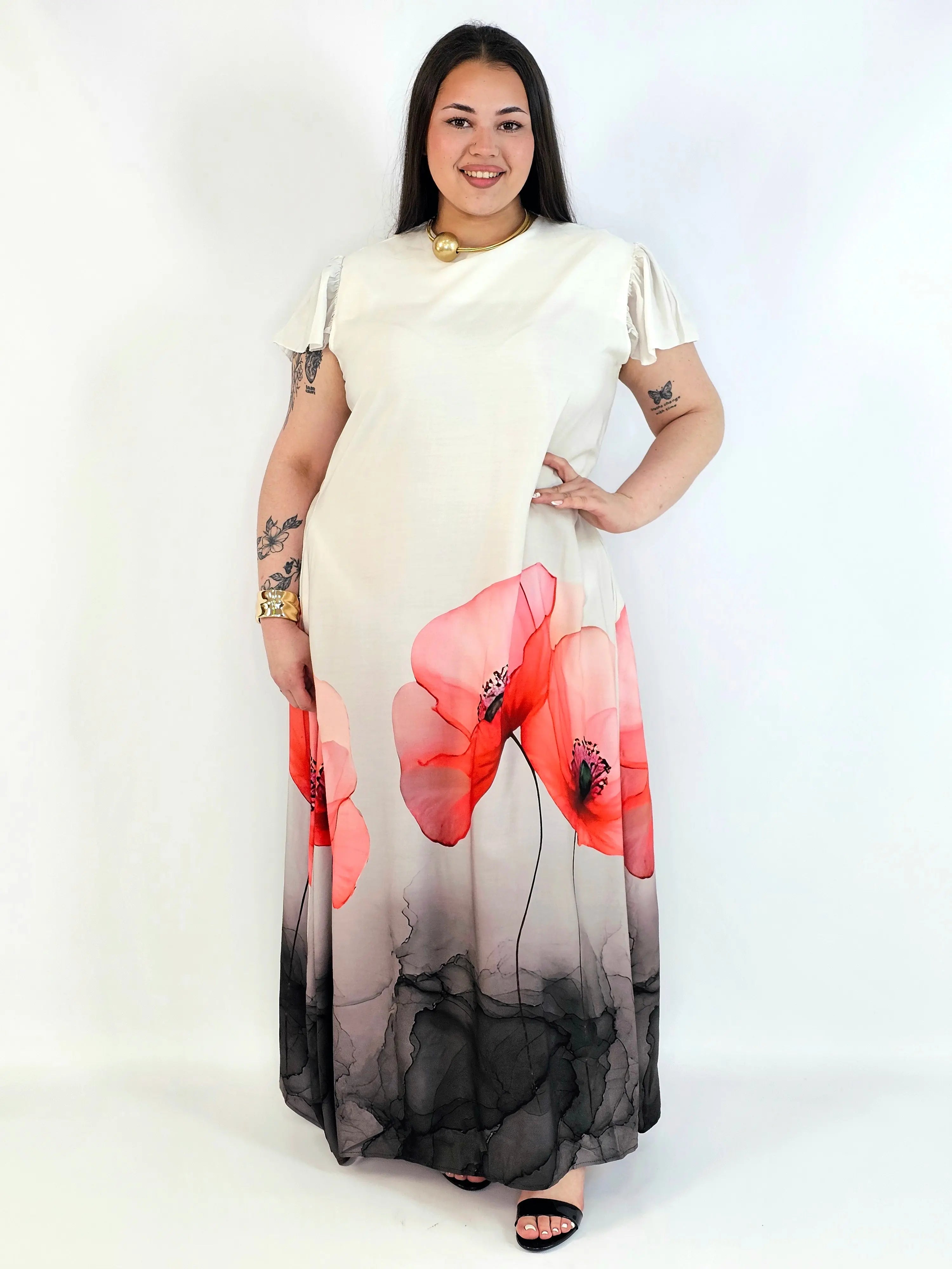 Sukienka plus size maxi z malarskim dołem – elegancka propozycja XXL Stylowa XL