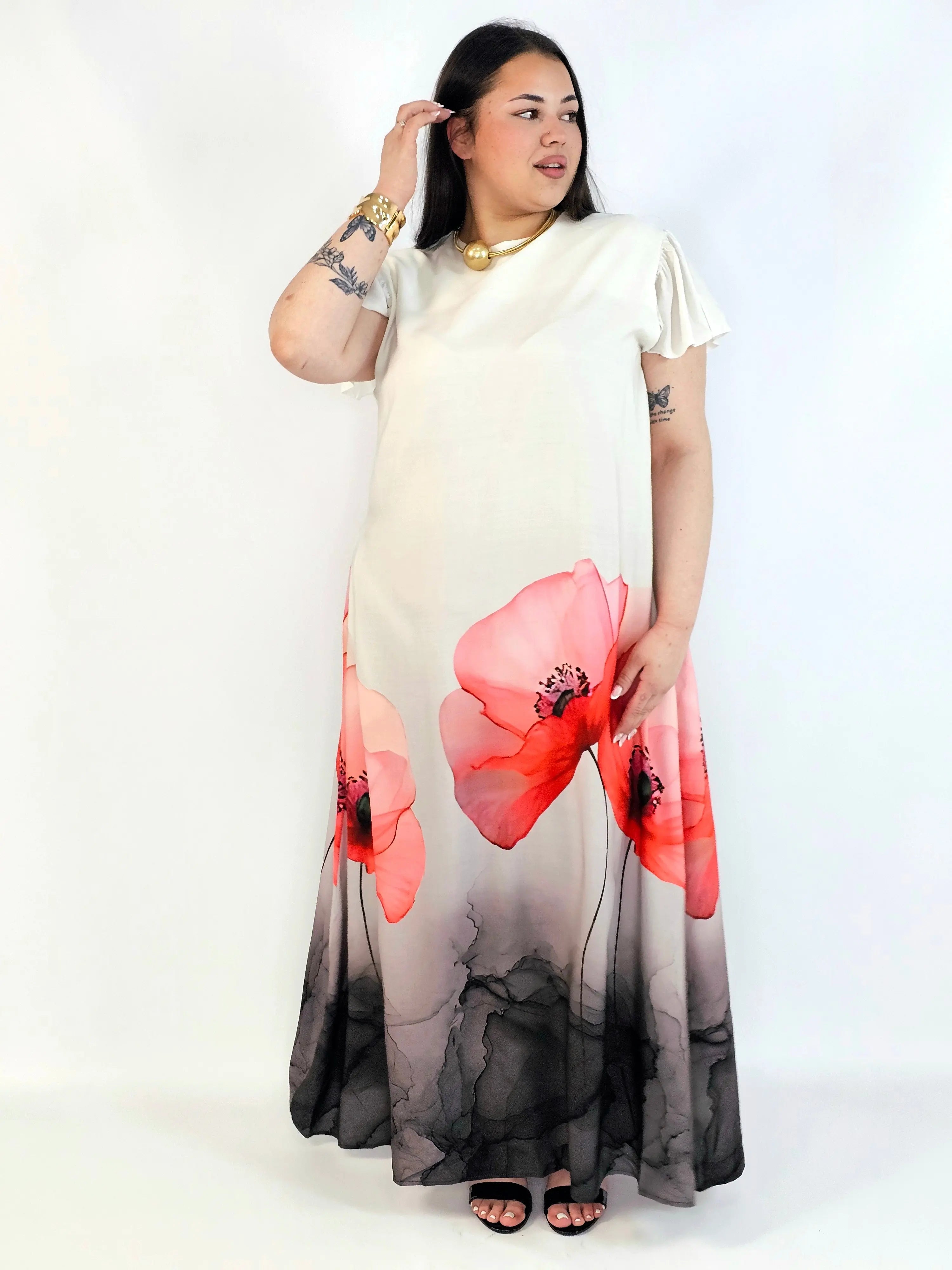 Sukienka plus size maxi z malarskim dołem – elegancka propozycja XXL Stylowa XL