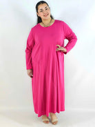 Sukienka plus size maxi z rękawem 3/4 i asymetrycznymi przeszyciami Stylowa XL