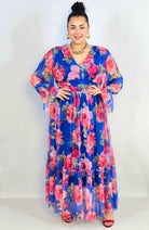 Sukienka plus size midi w kwiatowy print – elegancka i zwiewna propozycja dla kobiet XXL Stylowa XL