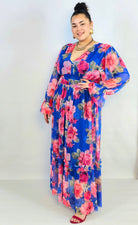 Sukienka plus size midi w kwiatowy print – elegancka i zwiewna propozycja dla kobiet XXL Stylowa XL