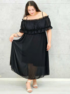 Sukienka plus size midi z falbaną i ramiączkami Stylowa XL