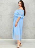 Sukienka plus size midi z falbaną i ramiączkami Stylowa XL