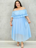 Sukienka plus size midi z falbaną i ramiączkami Stylowa XL