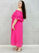 Sukienka plus size midi z falbaną i ramiączkami Stylowa XL