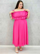 Sukienka plus size midi z falbaną i ramiączkami Stylowa XL