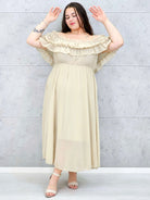 Sukienka plus size midi z falbaną i ramiączkami Stylowa XL