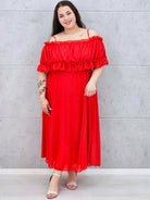 Sukienka plus size midi z falbaną i ramiączkami Stylowa XL