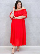 Sukienka plus size midi z falbaną i ramiączkami Stylowa XL