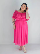 Sukienka plus size midi z falbaną i ramiączkami Stylowa XL