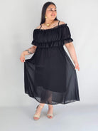 Sukienka plus size midi z falbaną i ramiączkami Stylowa XL