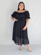 Sukienka plus size midi z falbaną i ramiączkami Stylowa XL