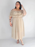 Sukienka plus size midi z falbaną i ramiączkami Stylowa XL
