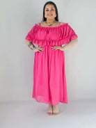 Sukienka plus size midi z falbaną i ramiączkami Stylowa XL