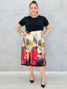 Sukienka plus size midi z kwiatowym dołem – elegancja dla kobiet XXL Stylowa XL