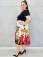 Sukienka plus size midi z kwiatowym dołem – elegancja dla kobiet XXL Stylowa XL