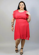 Sukienka plus size plisowana z falbankowym rękawem Stylowa XL