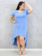 Sukienka plus size -sukienka midi z krótkim rękawem i asymetrycznym dołem Stylowa XL