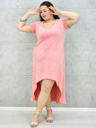 Sukienka plus size -sukienka midi z krótkim rękawem i asymetrycznym dołem Stylowa XL
