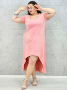 Sukienka plus size -sukienka midi z krótkim rękawem i asymetrycznym dołem Stylowa XL