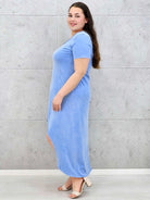 Sukienka plus size -sukienka midi z krótkim rękawem i asymetrycznym dołem Stylowa XL