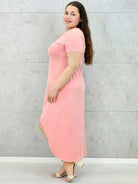 Sukienka plus size -sukienka midi z krótkim rękawem i asymetrycznym dołem Stylowa XL