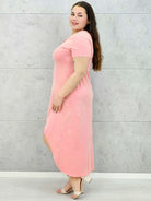 Sukienka plus size -sukienka midi z krótkim rękawem i asymetrycznym dołem Stylowa XL