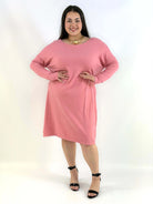Sukienka plus size sweterkowa różowa – wygodna sukienka XXL na co dzień Stylowa XL