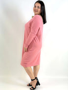 Sukienka plus size sweterkowa różowa – wygodna sukienka XXL na co dzień Stylowa XL