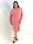 Sukienka plus size sweterkowa różowa – wygodna sukienka XXL na co dzień Stylowa XL